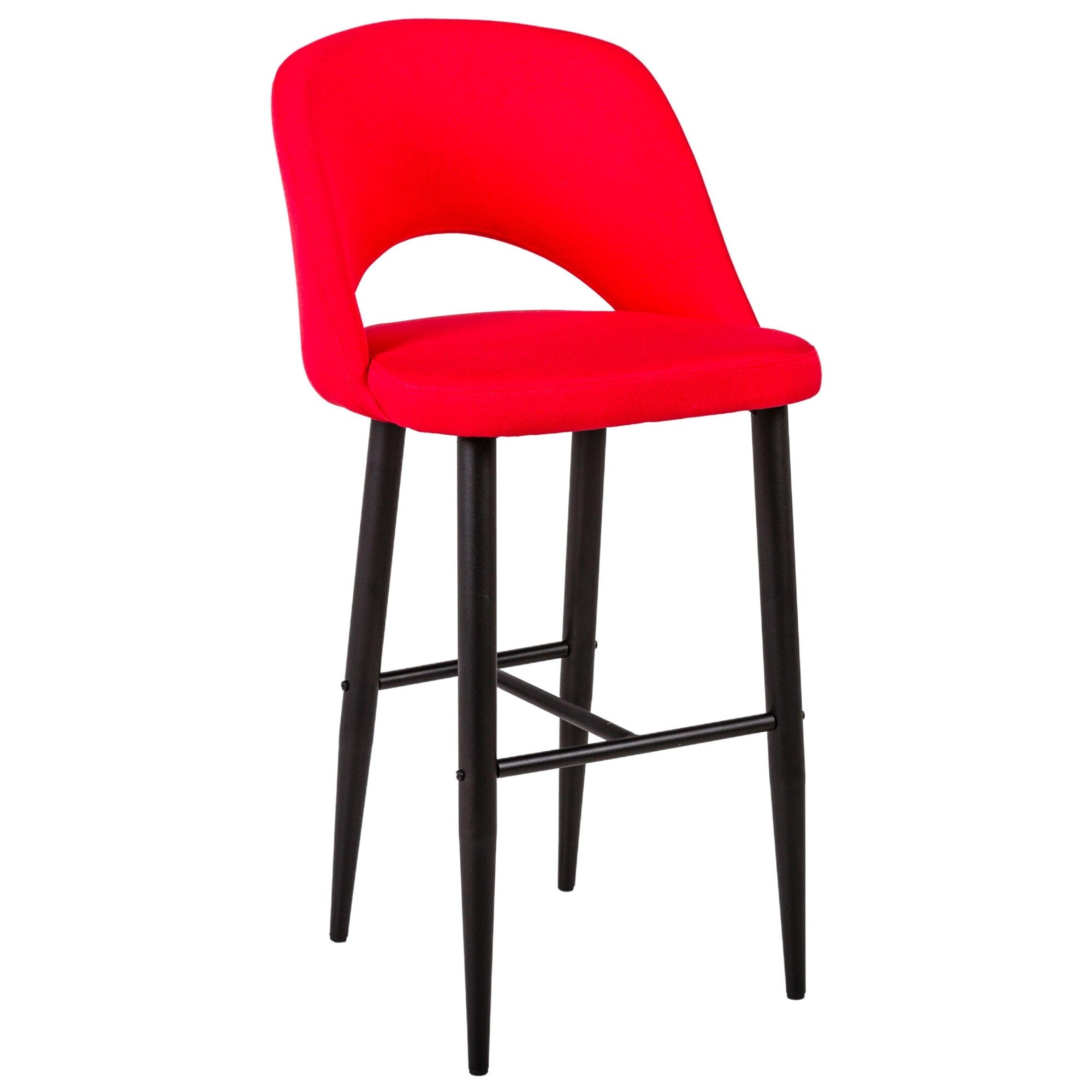 Кресло барное со спинкой с металлическими ножками красный Lars