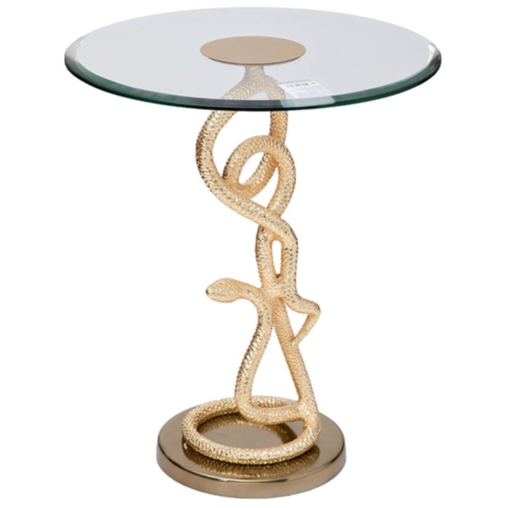 Круглый кофейный столик стекло, золото 69-1021794