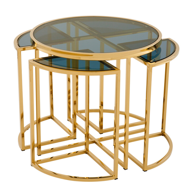 Приставной столик круглый золотой с дымчатым стеклом 60 см Vicenza от Eichholtz