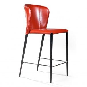 Полубарный мягкий стул со спинкой ретро-красный Albert