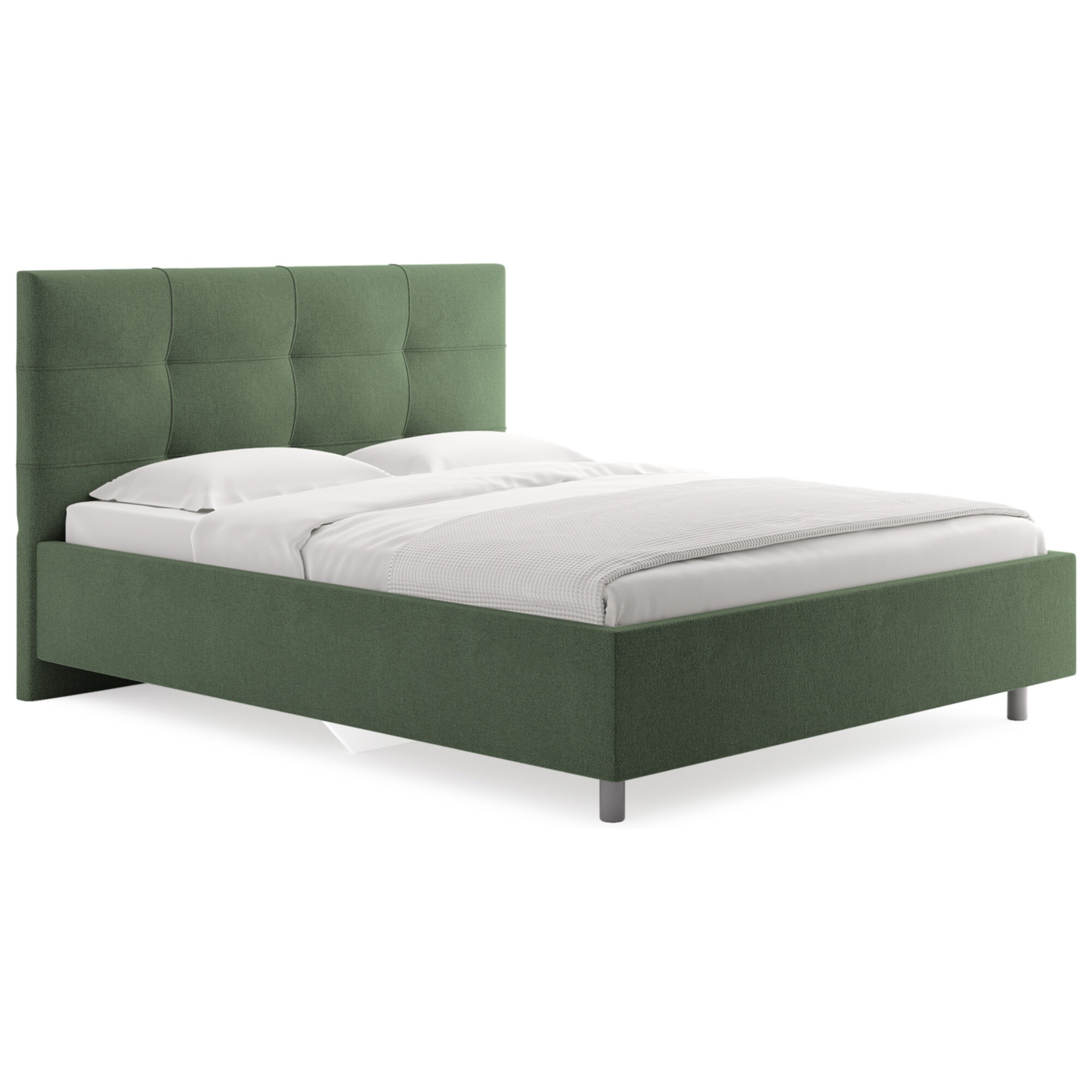Кровать с мягким изголовьем евро 200х190 см рогожка зеленая Caprice