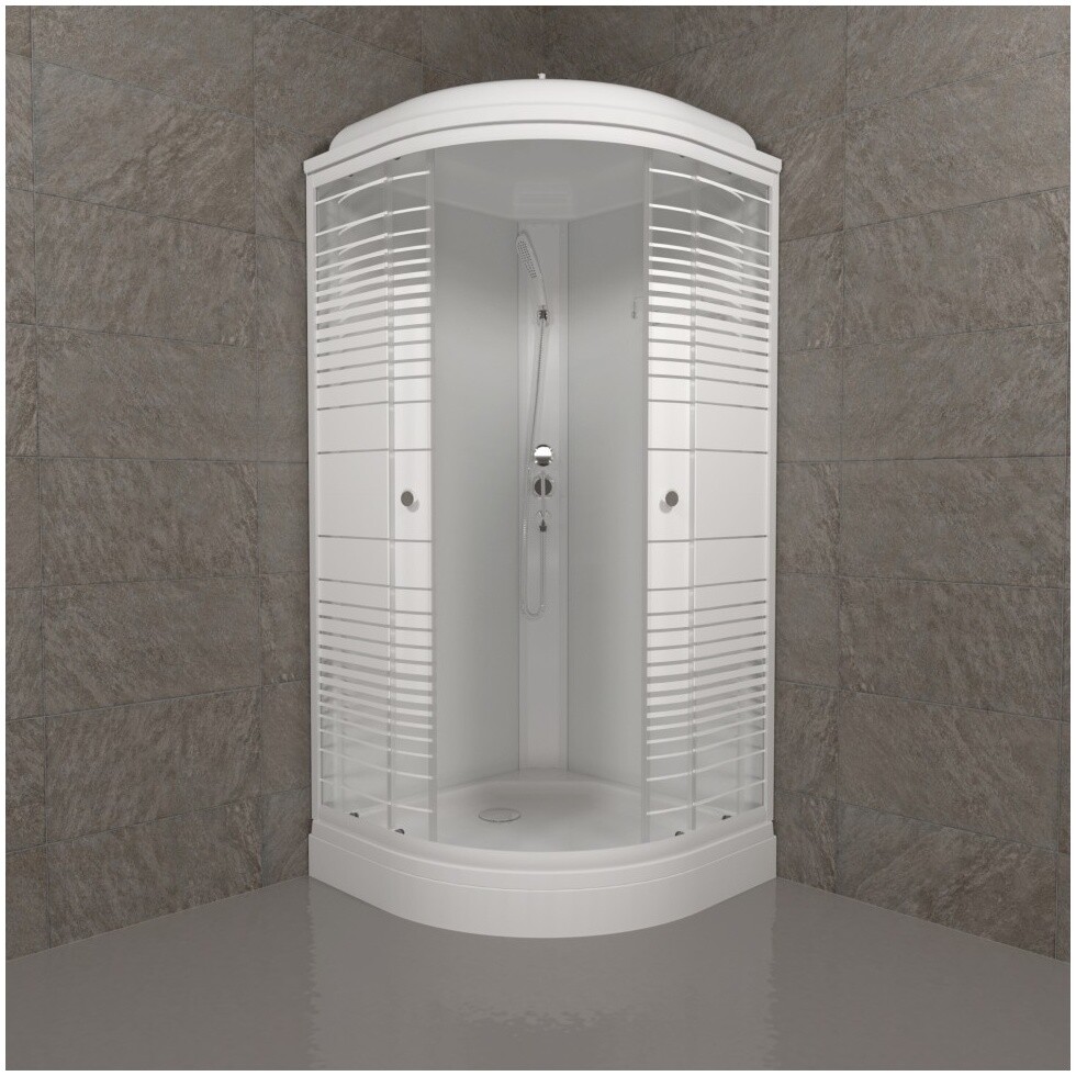 Душевая кабина четверть круга с низким поддоном 90х90 см белая Triton "Полосы А" Щ0000061842 - изображение 4