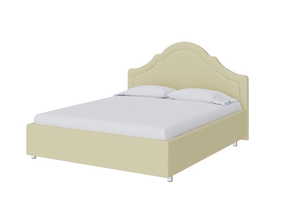 Кровать двуспальная 160x200 экокожа кремовая Vintage