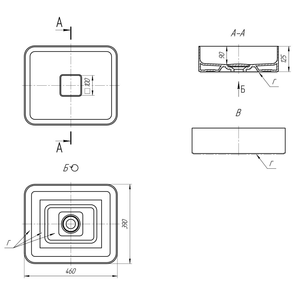 Раковина накладная прямоугольная 46 см белая Dreja "Джой" 641945 - изображение 6