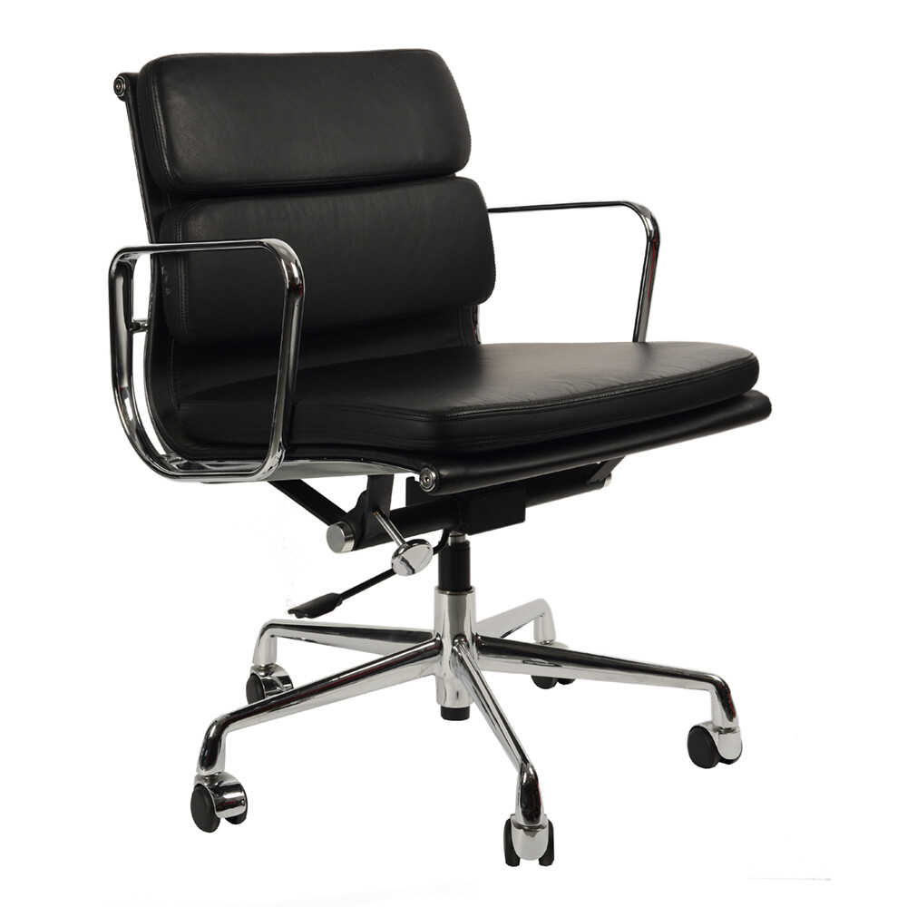 Кресло Eames Style с регулируемой высотой черная кожа
