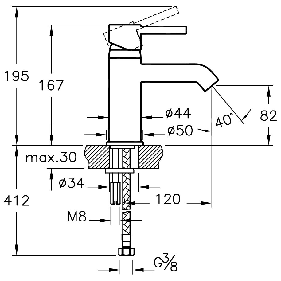 Смеситель для раковины однорычажный хром Vitra Minimax S A41984EXP - изображение 5