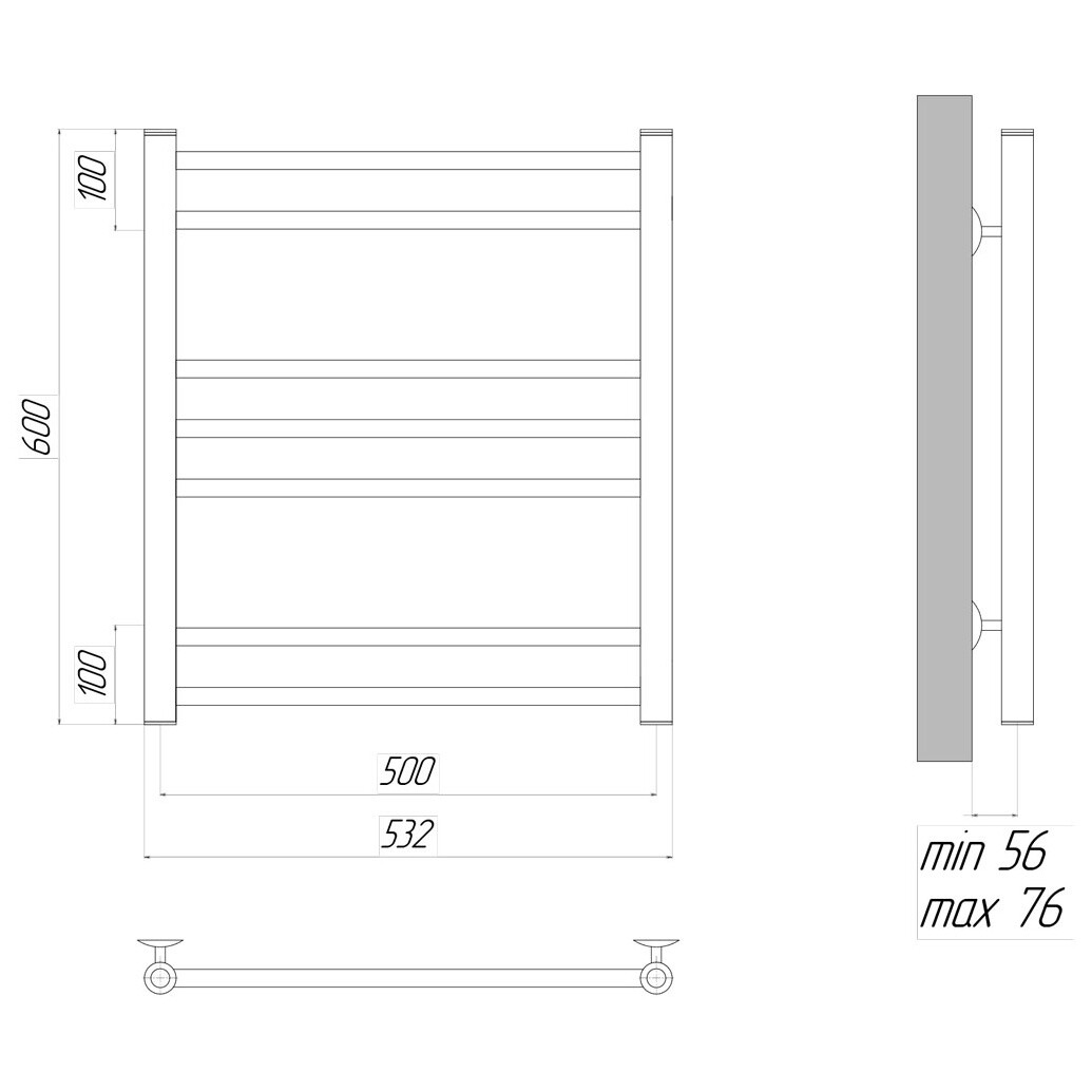 Полотенцесушитель водяной 50х60 см черный Lemark Ursus LM72607BL П7 - изображение 4