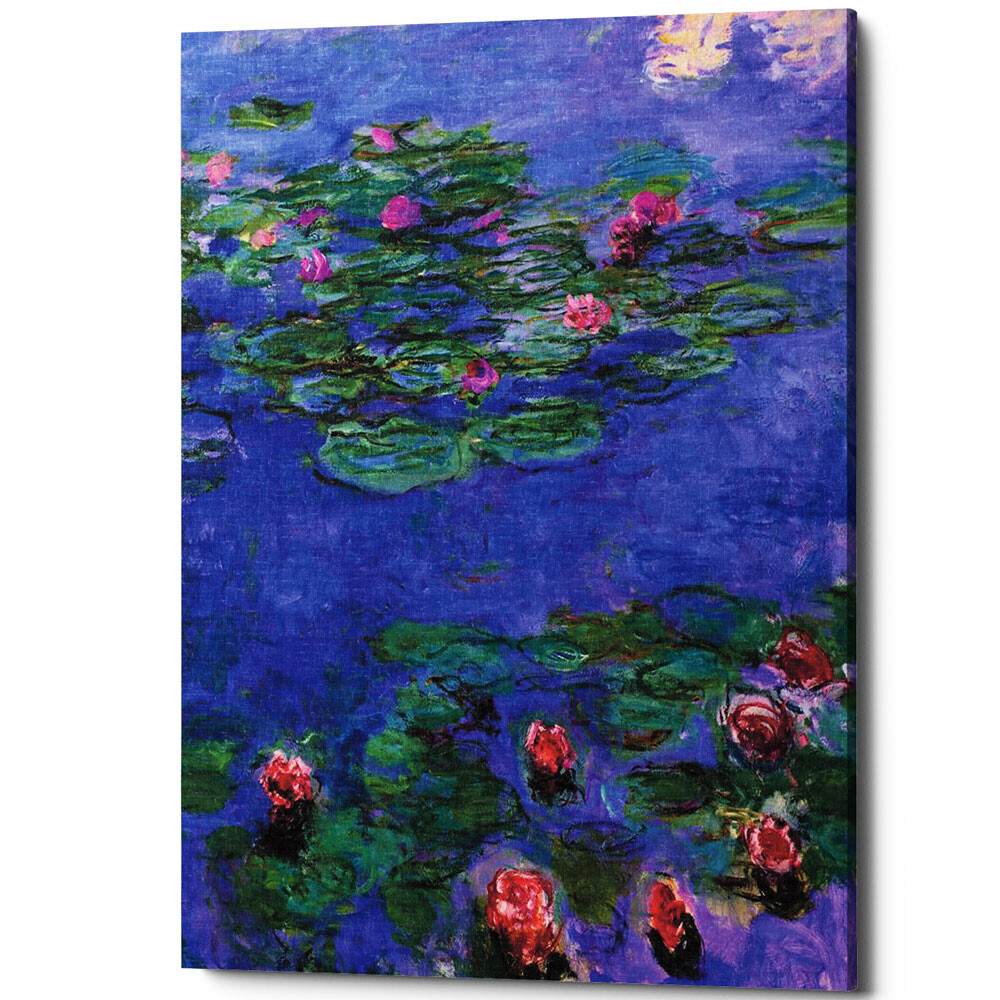Картина на холсте 50х75 см разноцветная &quot;Красные водяные лилии&quot;