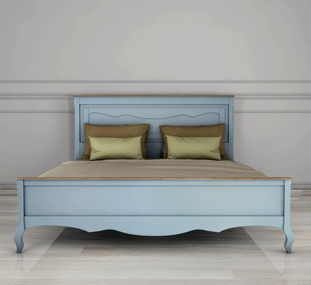 Кровать деревянная двуспальная 180х200 голубая Leontina