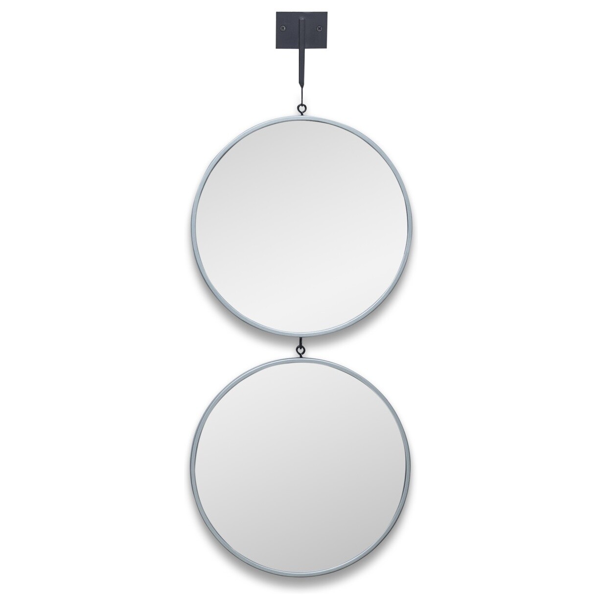 Зеркала настенные круглые на подвесе тандем в тонкой раме серебро Tandem S Silver