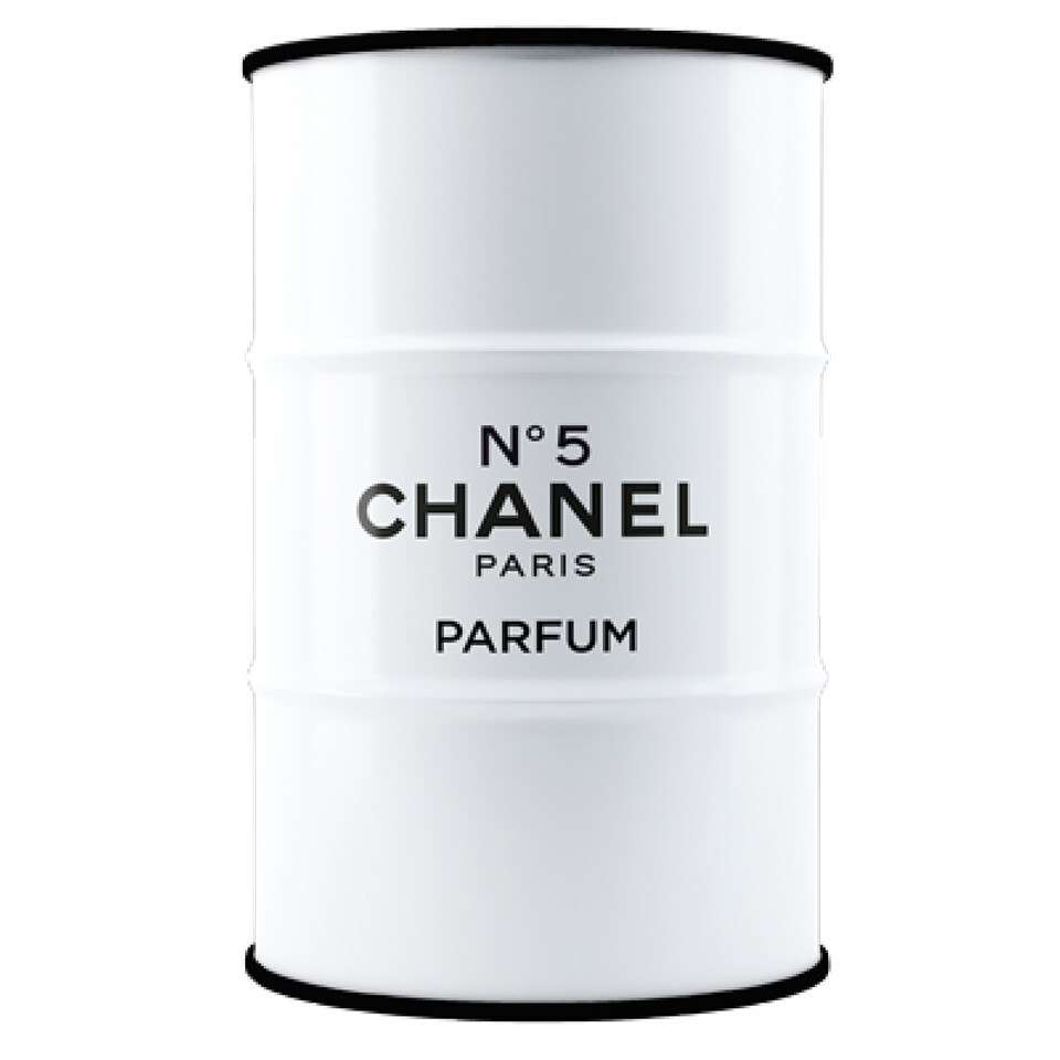 Бочка металлическая декоративная Chanel white & black L