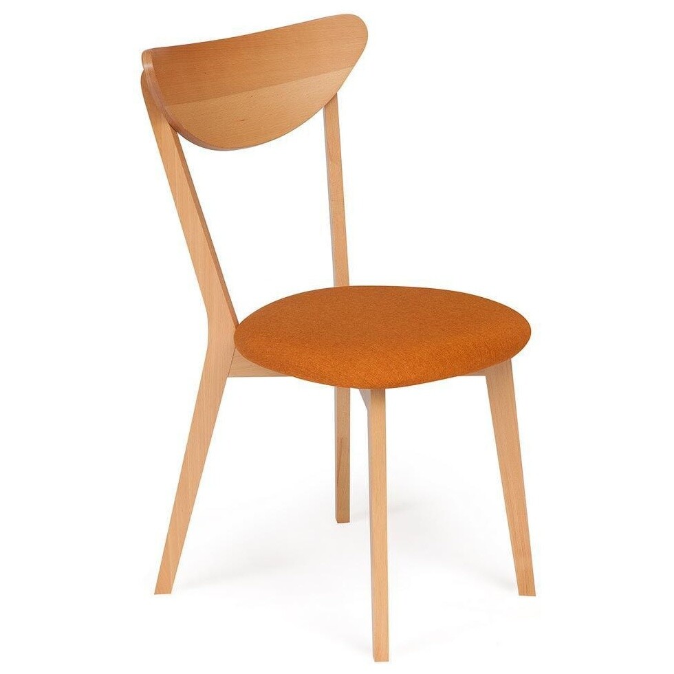 Стул деревянный с мягким сиденьем оранжевый, бук натуральный Maxi 2 шт