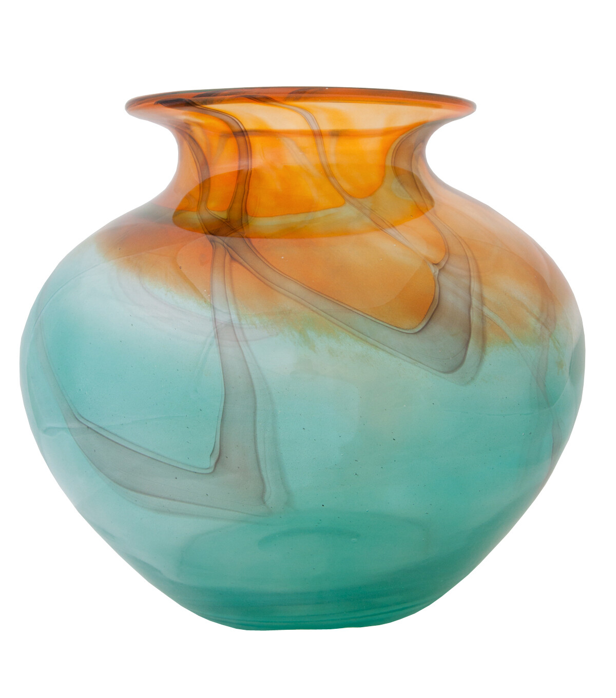Ваза декоративная оранжевая с голубым Alice Round Glass Vase