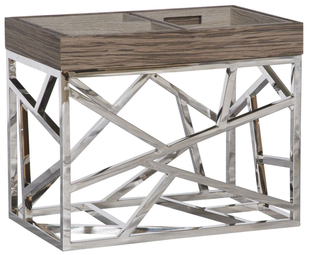 Приставной столик с подносами коричневый с основанием хром 80 см Fittings HF14009