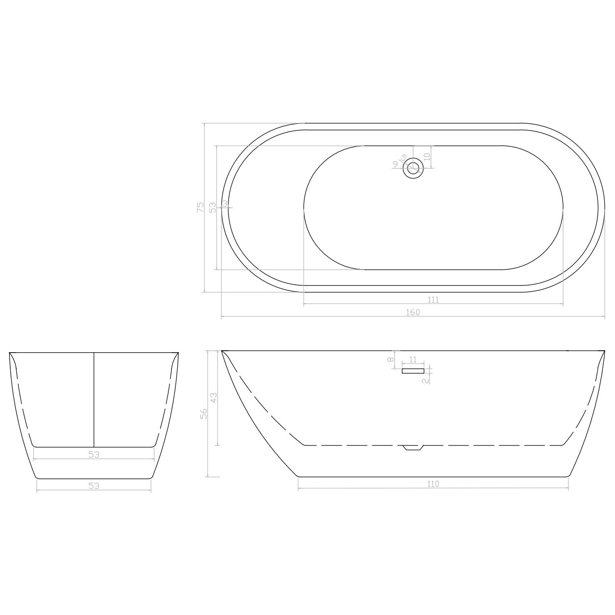 Ванна акриловая 160х75 см отдельностоящая белая COMO160 Ceruttispa CT9901 - изображение 8