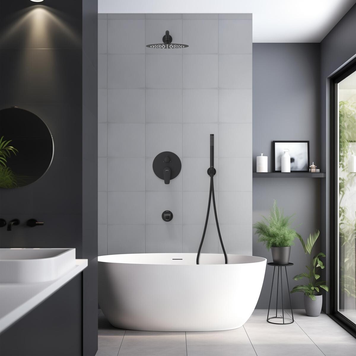 Душевой комплект с верхним душем черный Aquatek "Бетта" AQ1173MB - изображение 5