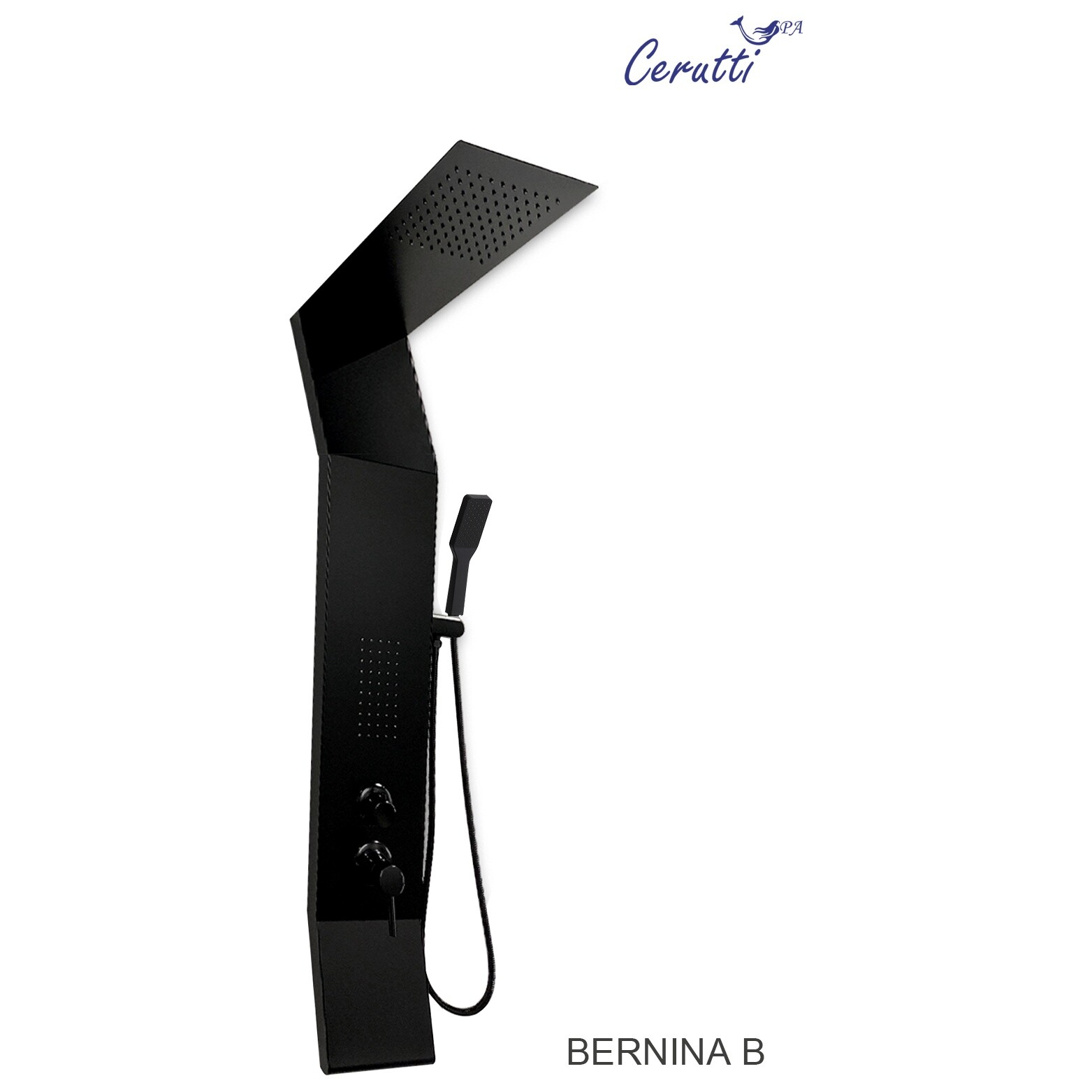 Душевая панель с тропическим душем 136х22 см черная матовая Cerutti SPA Bernina B CT8982