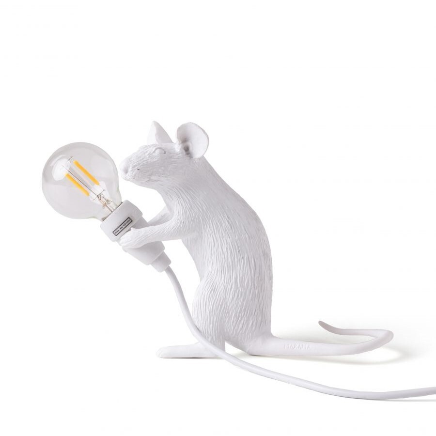 Настольная лампа белая Mouse Lamp Sitting USB 15221