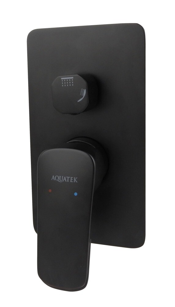 Душевой комплект со смесителем, лейкой и верхним душем черный Aquatek "Вега" AQ1075MB - изображение 8