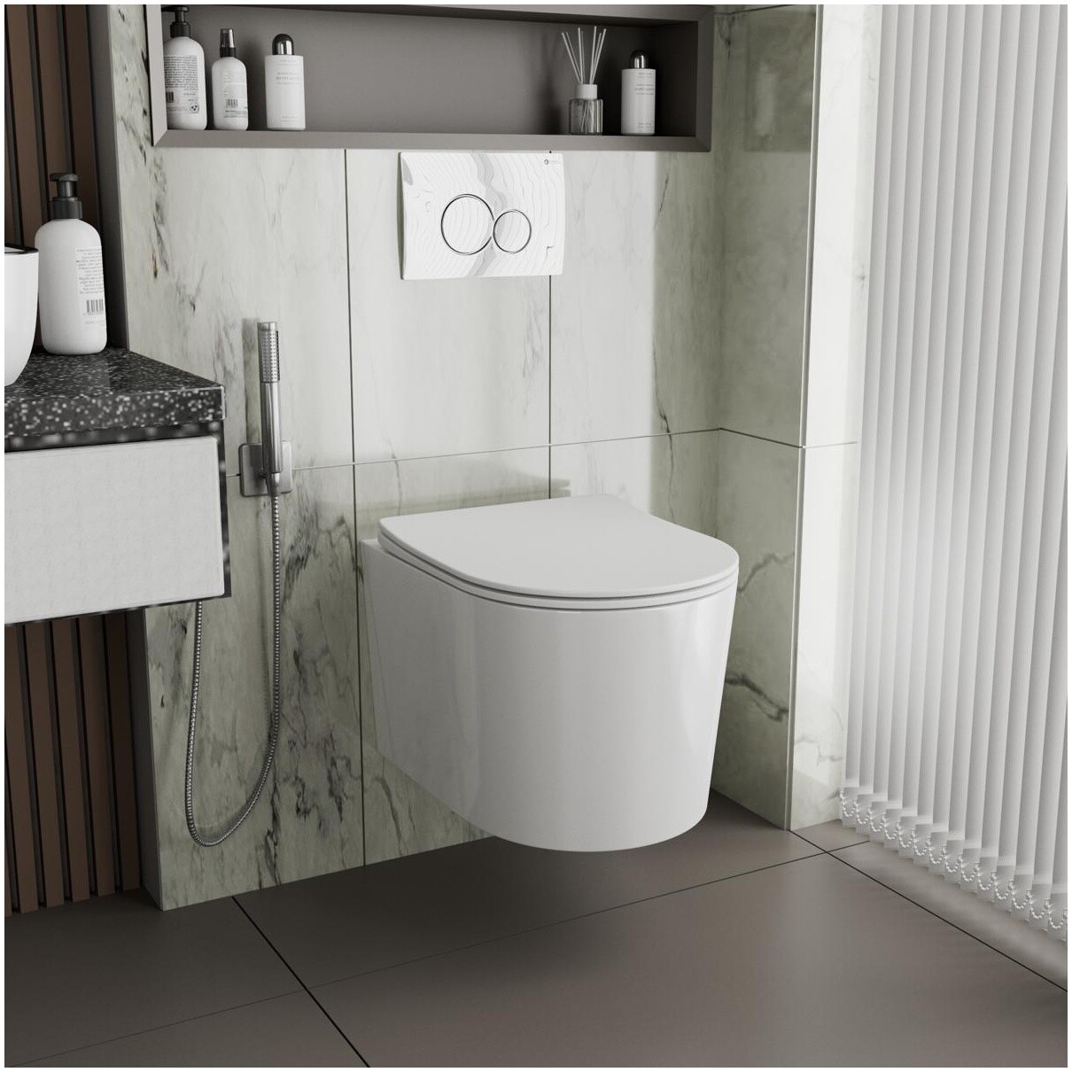 Унитаз подвесной безободковый с сиденьем микролифт белый Point "Веста" PN41701 - изображение 5