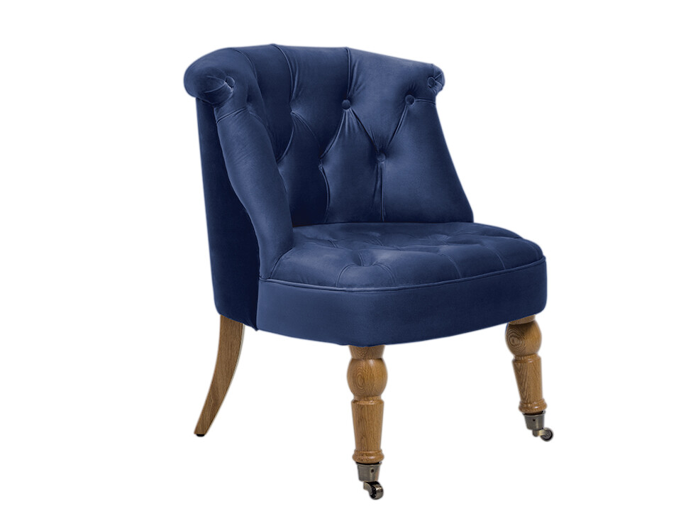 Мягкое кресло на деревянных ножках синее Visconte