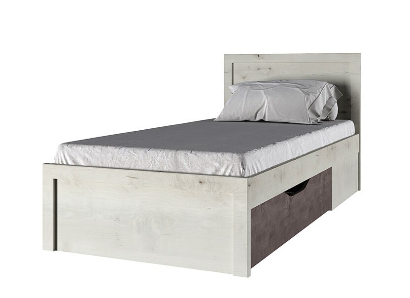 Кровать односпальная с ящиком 90x200 см ольха полярная, оникс Bjork