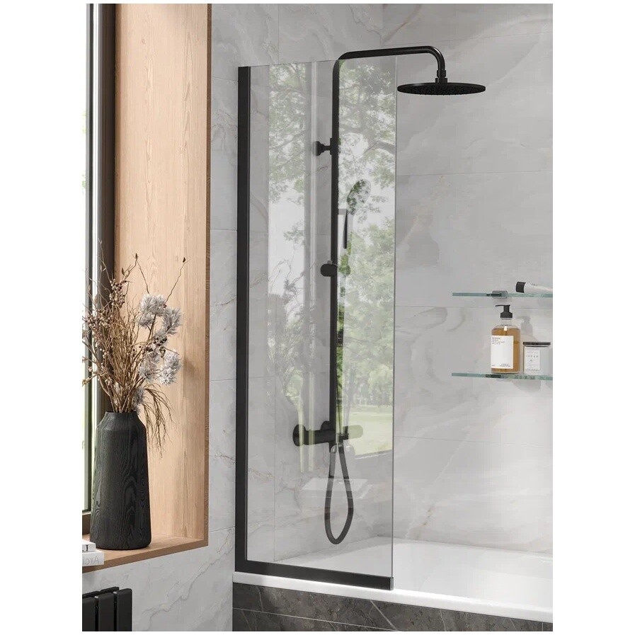 Шторка на ванну 140х50 см прозрачное стекло, черная Reflexion RX14050CBL-01 - изображение 7