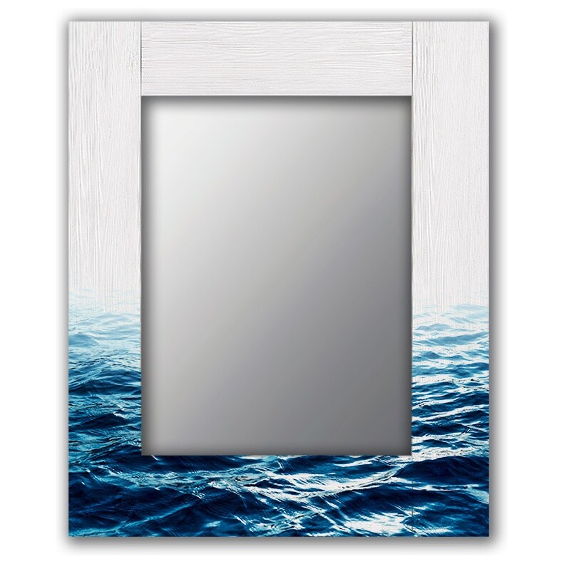 Зеркало настенное квадратное 60х60 см голубое &quot;Вода&quot;