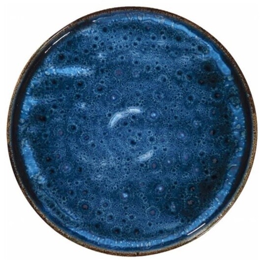 Тарелка фарфоровая с бортом 20 см синяя Ocean