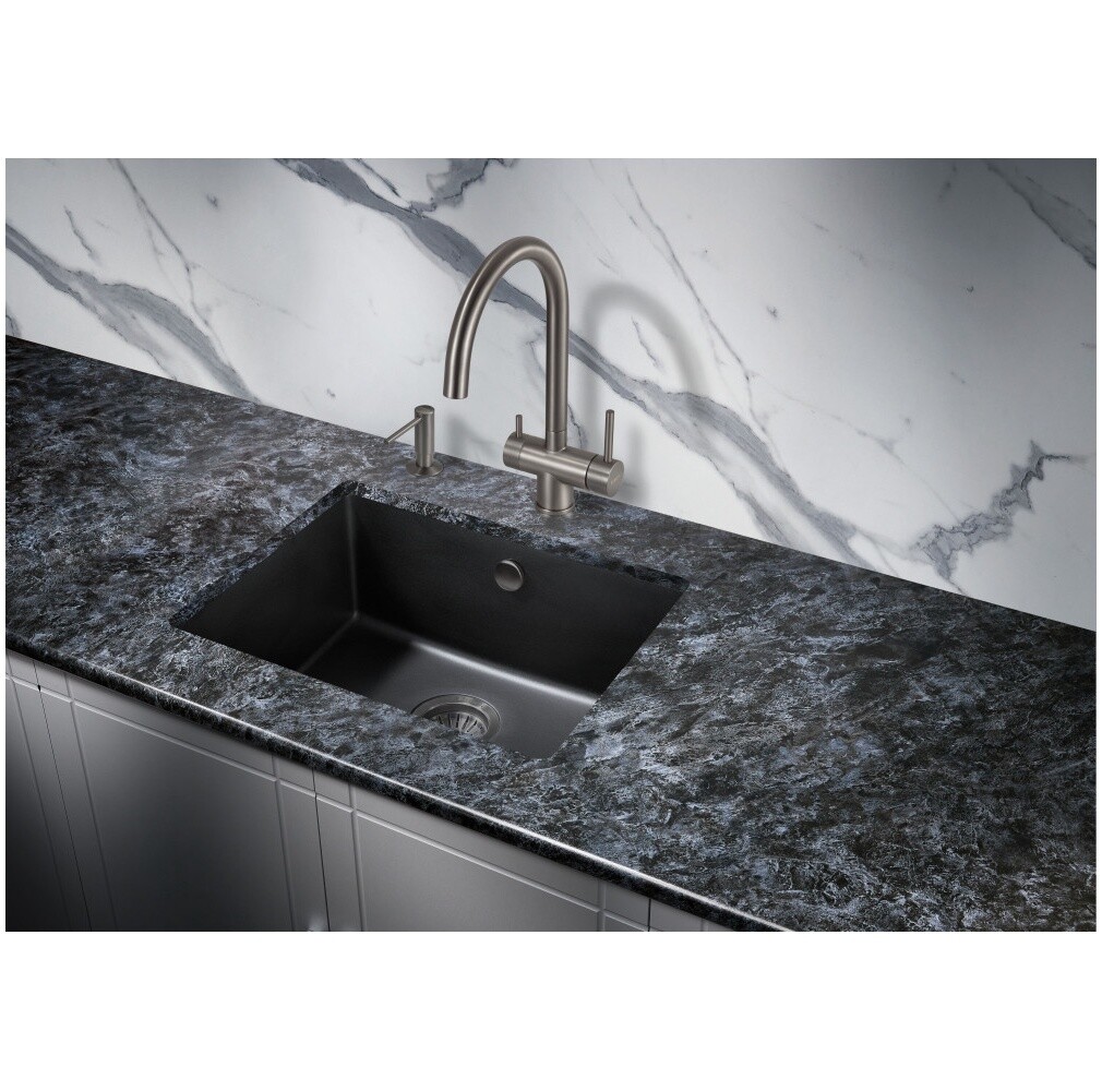 Мойка кухонная черная матовая Milacio Leon 55 Cuarzo MC.77081 - изображение 5