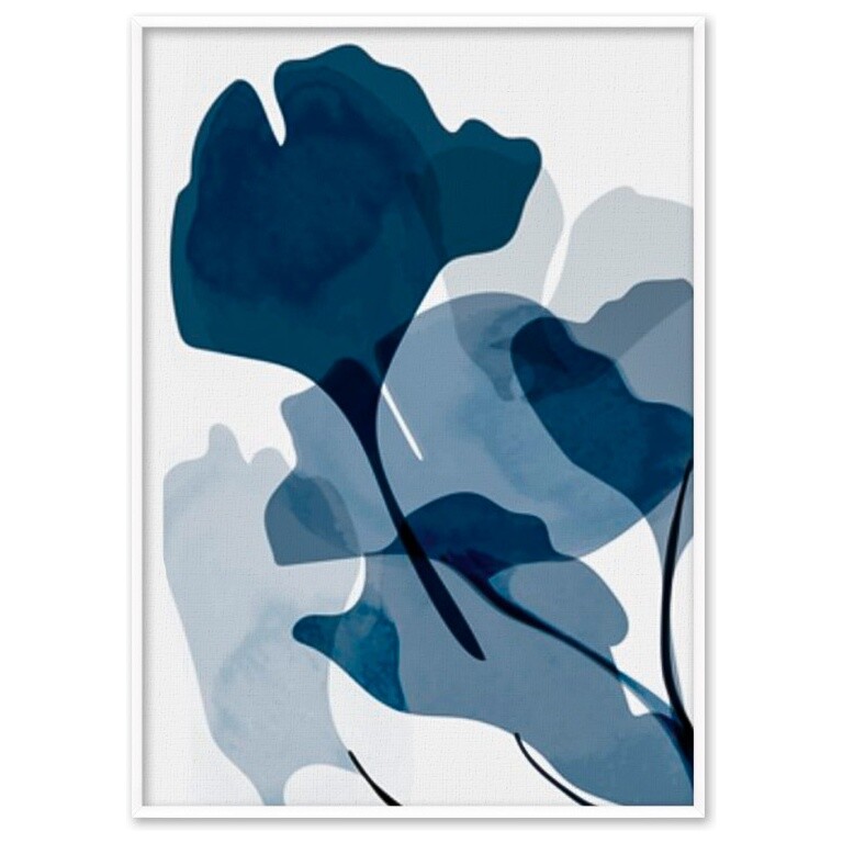 Постер на холсте в белой раме синий &quot;Цветы&quot; №17 18-0193-50х70