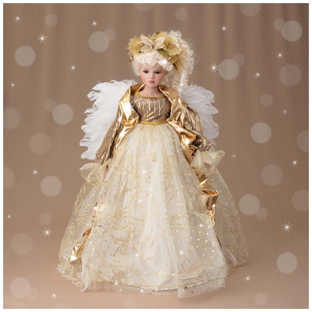 Кукла фарфоровая декоративная белая с золотым 62 см &quot;Волшебная фея&quot;