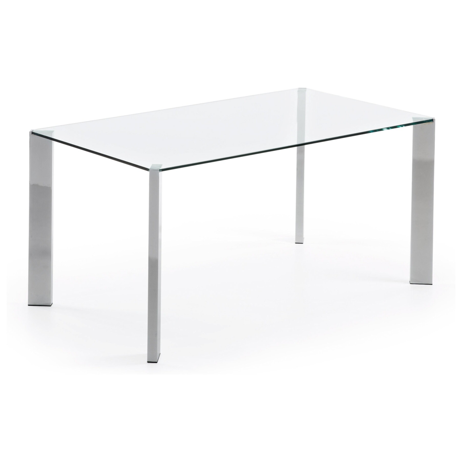 Обеденный стол стеклянный с ножками хром 160 см Corner от La Forma