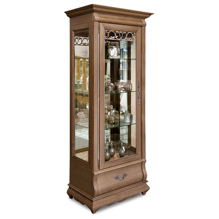 Шкаф-витрина деревянный со стеклянной дверцей левой и полками с подсветкой классик &quot;Оскар&quot;