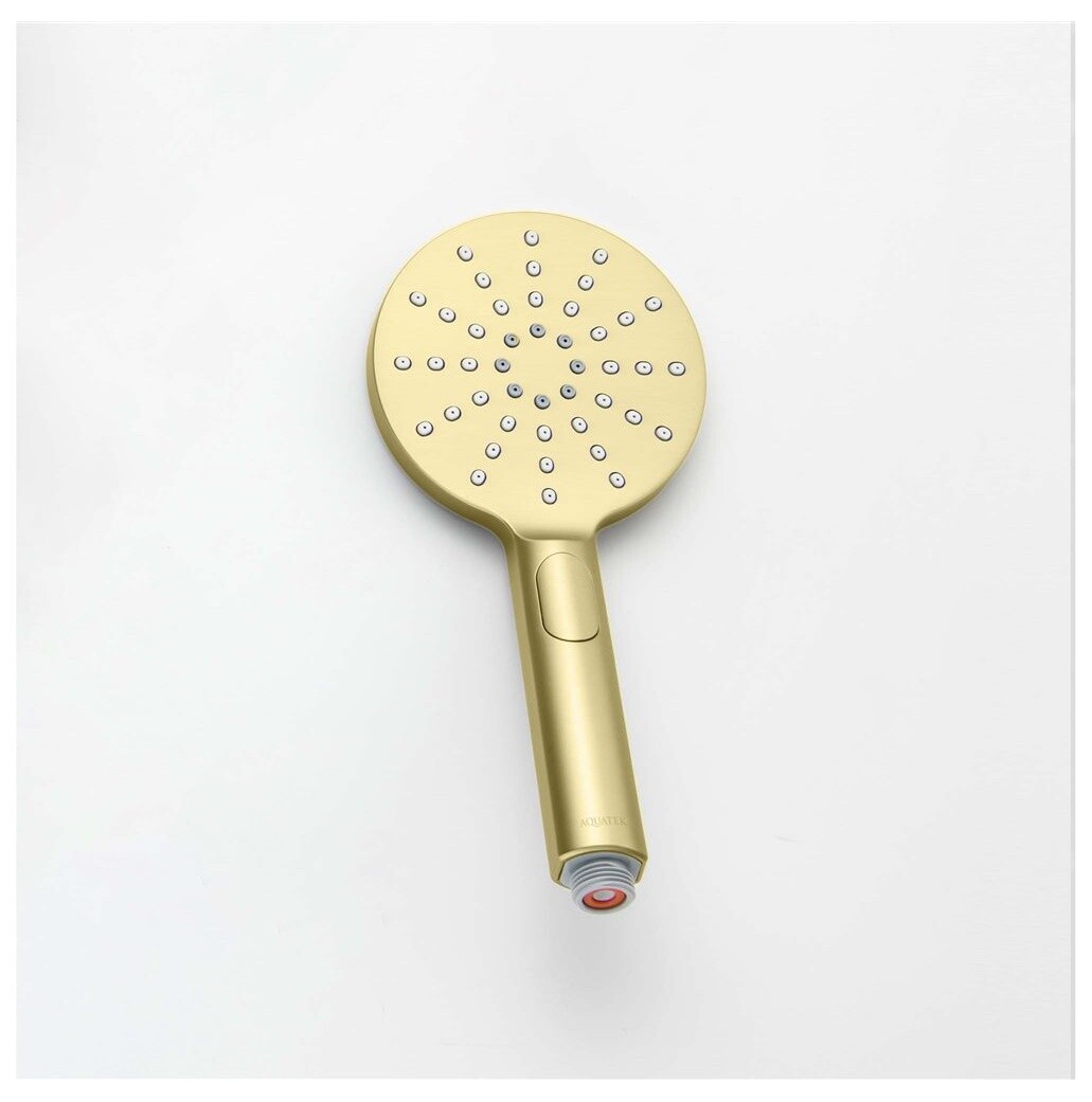 Лейка для ручного душа круглая 12 см шлифованное золото Aquatek "Оберон" AQ2006BG - изображение 8