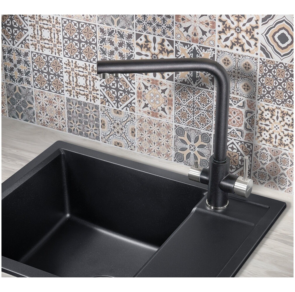 Смеситель для кухни однорычажный с краном для питьевой воды чёрный матовый Milacio Ultra MCU.553.MB - изображение 5