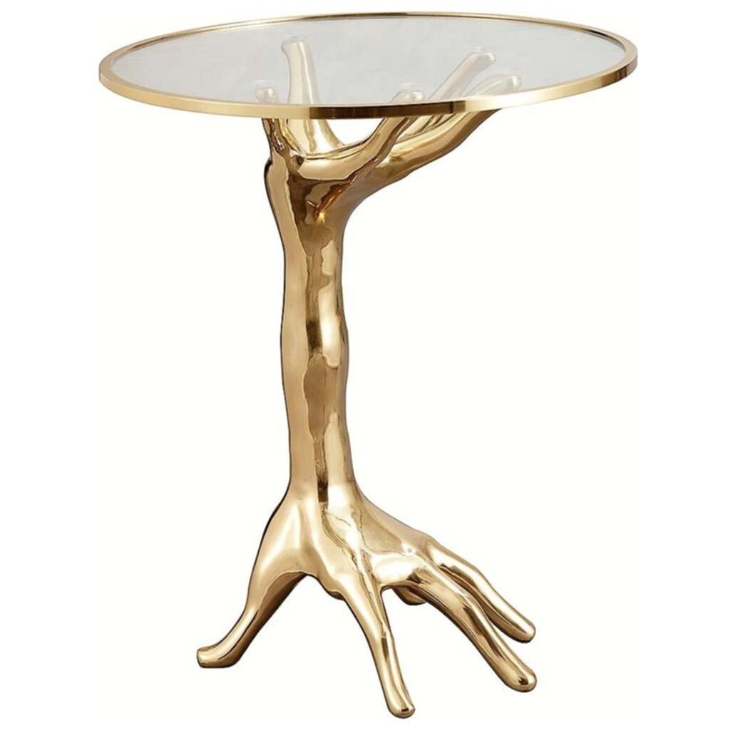 Круглый кофейный столик золото, прозрачный Golden Palm