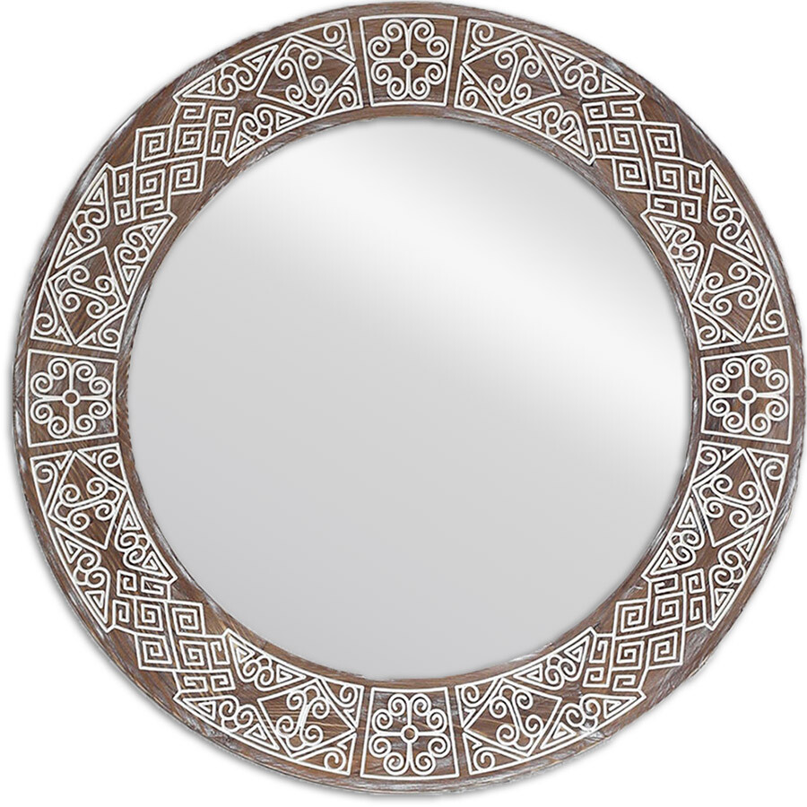 Круглое зеркало в раме 82х82 см грецкий орех Papua