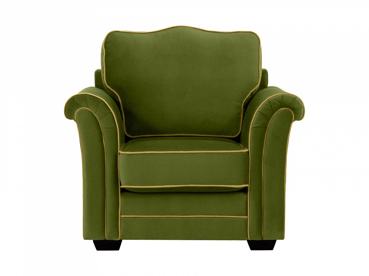 Кресло с мягкими подлокотниками зеленое с ножками Sydney
