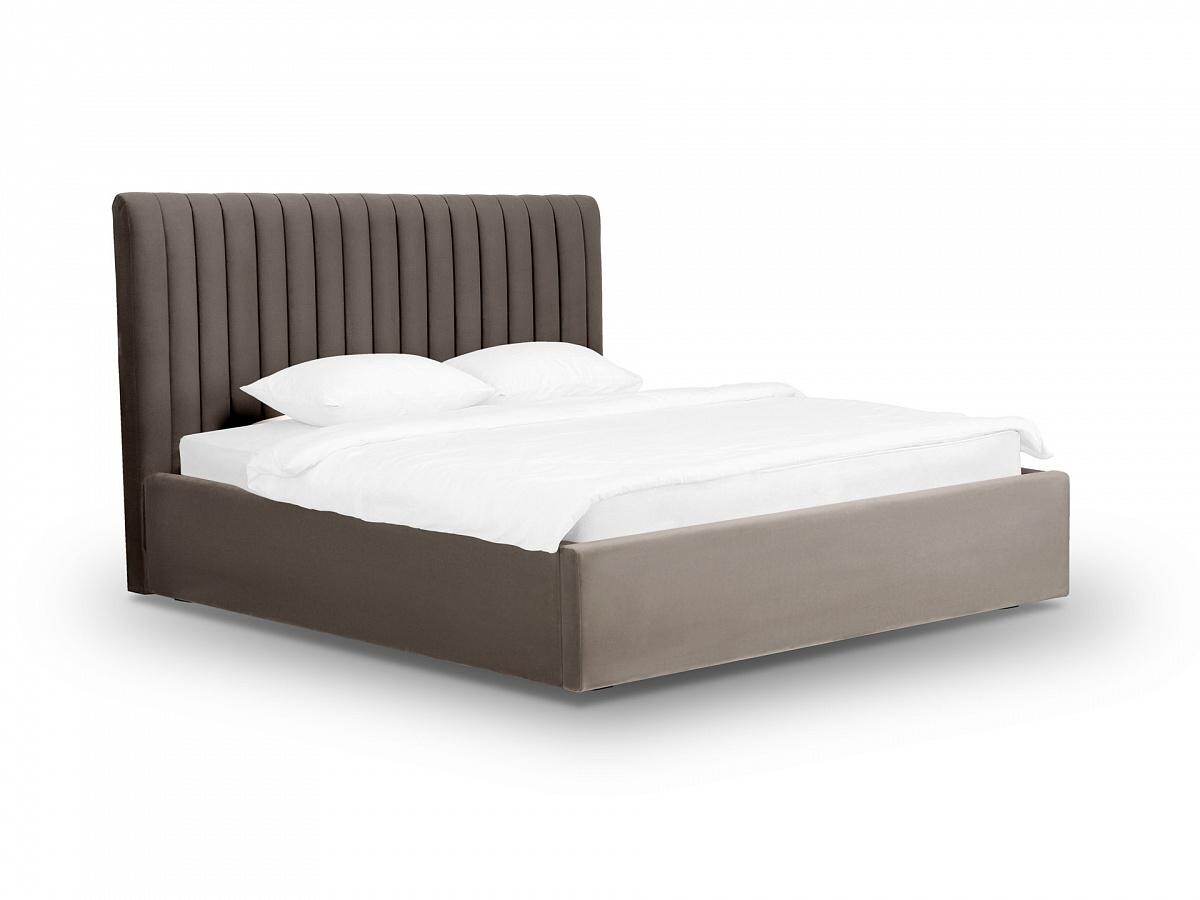 Кровать двуспальная 180х200 см коричневая Dijon 
