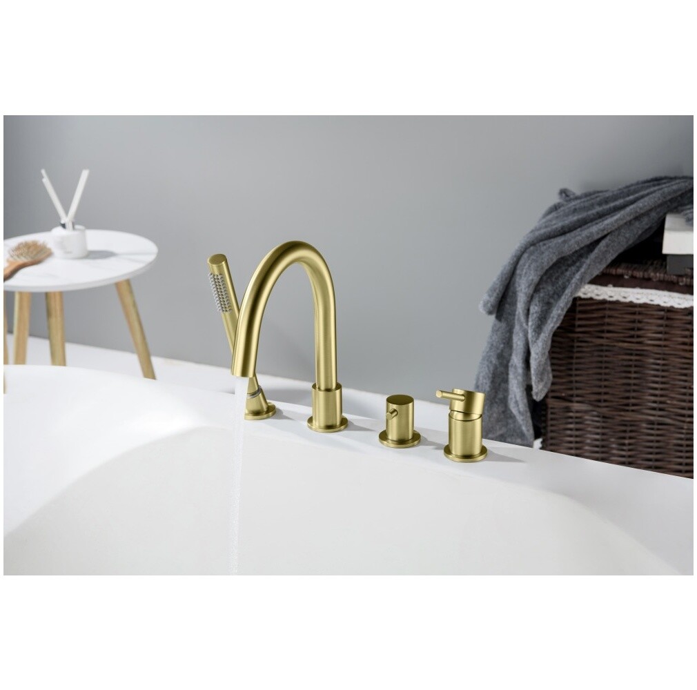 Смеситель на борт ванны шлифованное золото Aquatek "Европа" AQ1348BG - изображение 7