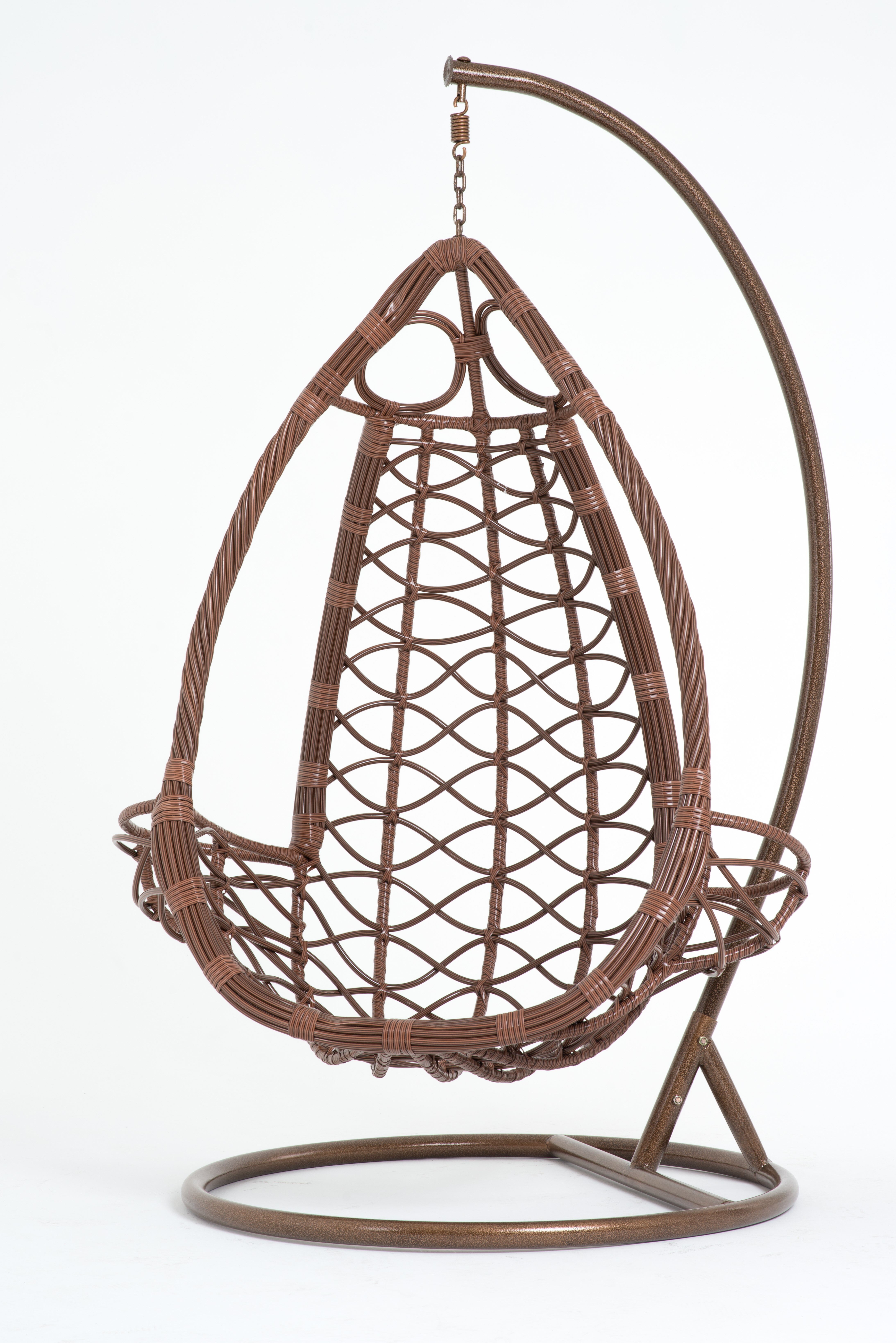 Кресло-капля подвесное из искусственного ротанга коричневое Vinotti