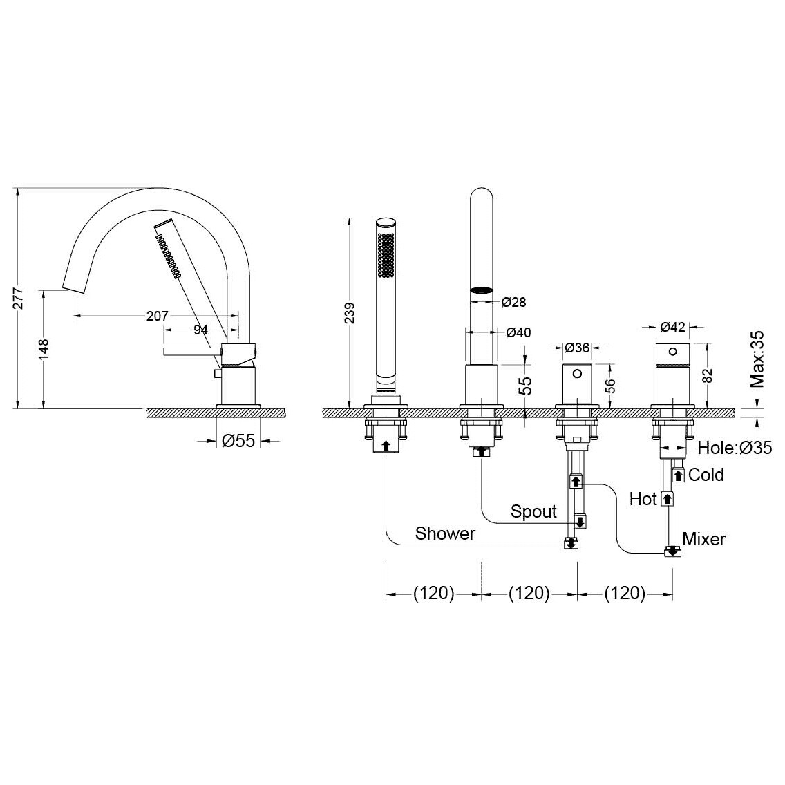 Смеситель на борт ванны оружейная сталь Aquatek "Европа" AQ1348BGM - изображение 11