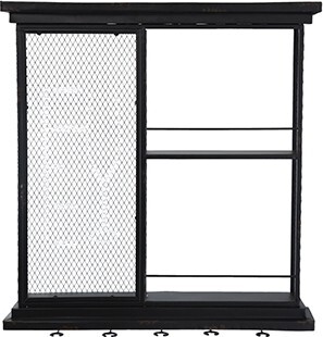 Шкафчик настенный металлический со стеклянной дверцей черный 480351-AB