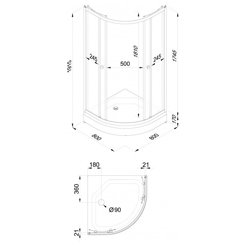Душевой уголок 80х80 см белый Triton "Ультра А" Щ0000061784 - изображение 8