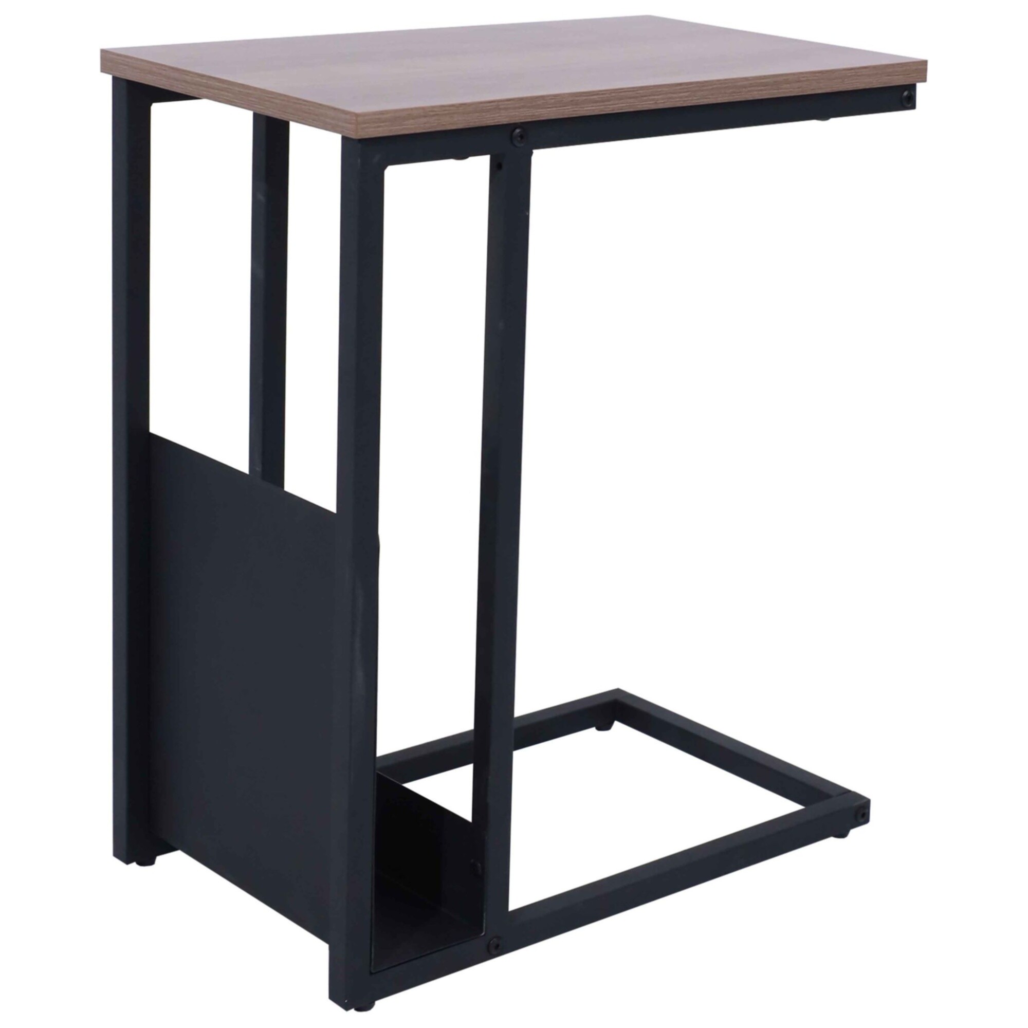 Журнальный столик металлический с деревянной столешницей 60х50 см дуб, черный Foxy