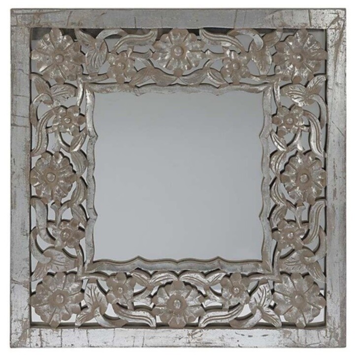 Зеркало настенное в деревянной раме серебристое 110886