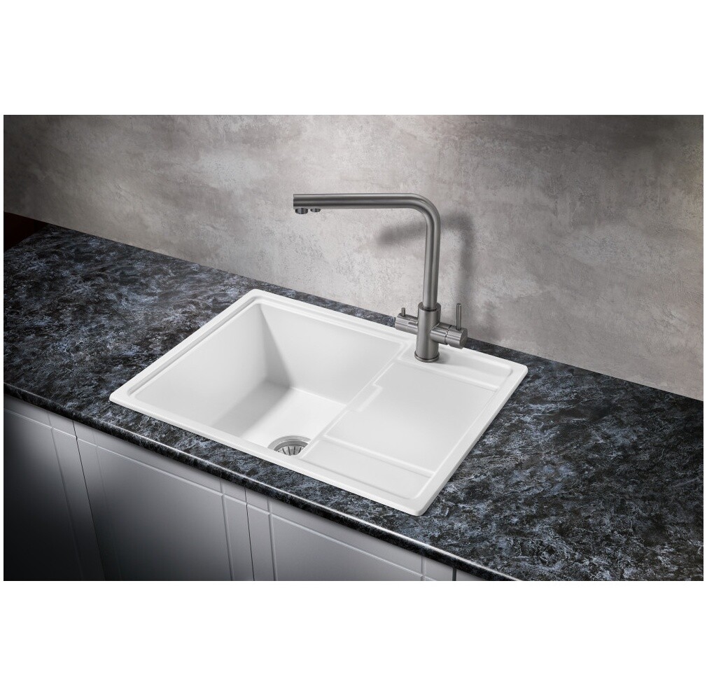 Мойка кухонная белая Milacio Navarra 65 Cuarzo MC.77062 - изображение 4