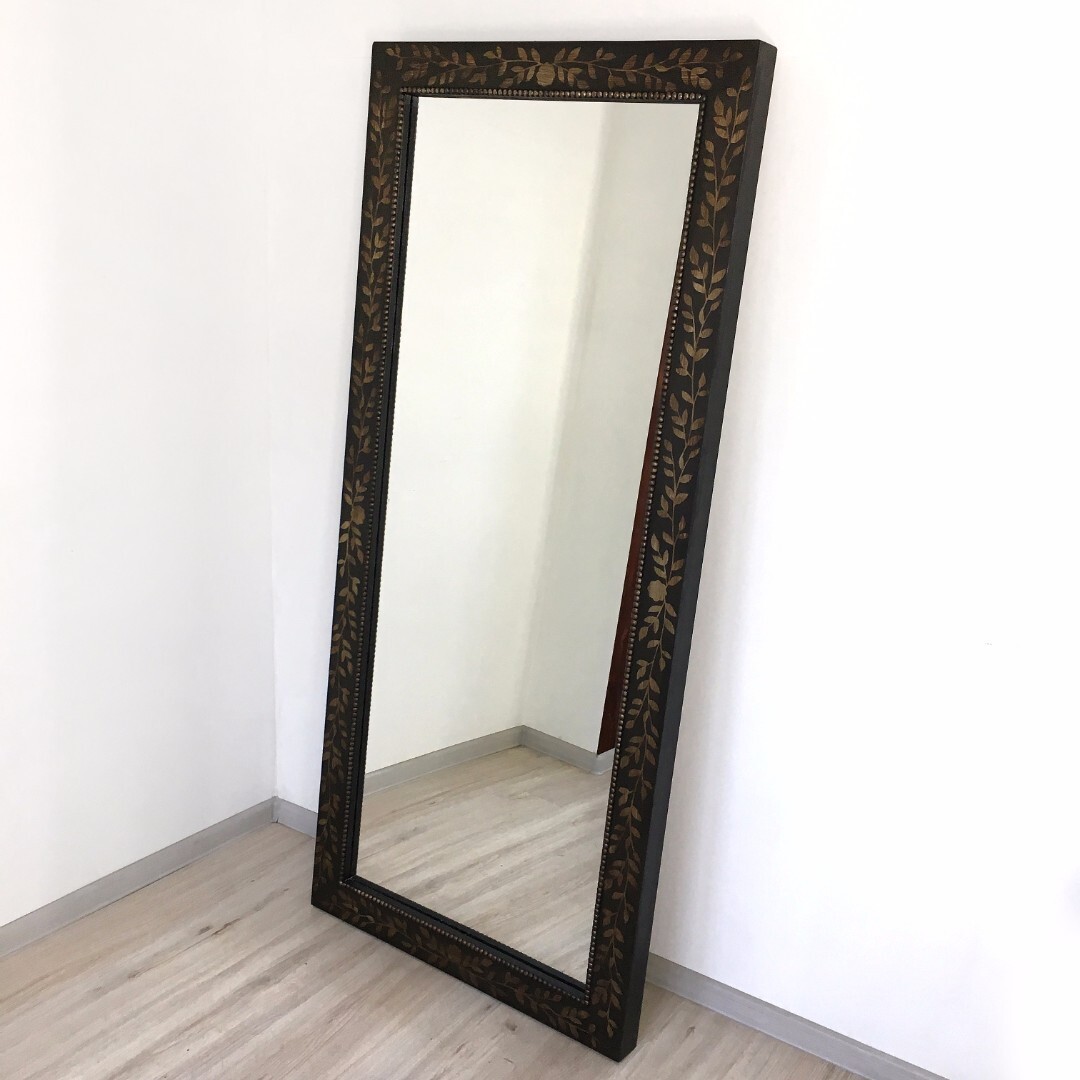 Зеркало напольное в полный рост черное с принтом бронза Black bronze