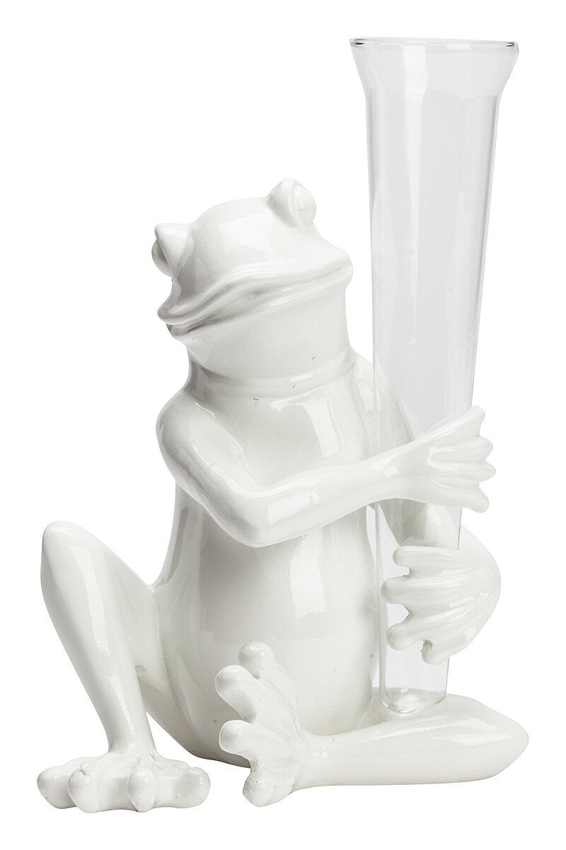 Ваза декоративная лягушка белая Frog Glass